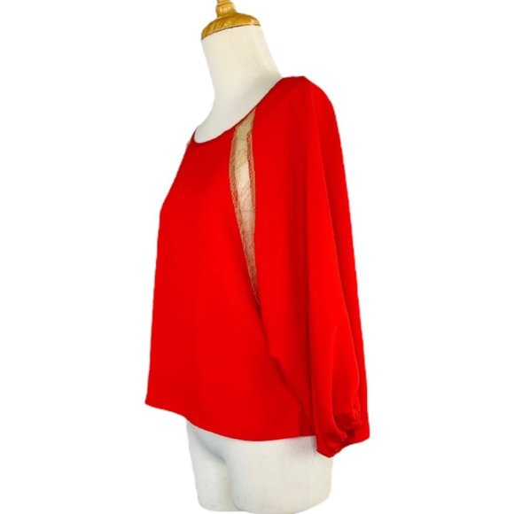 MM Couture Chiffon Shirt by Miss Me Lace Boho HippieTop Dolman Sleeves Sz M NWOT - Picture 6 of 12